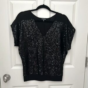 Express sequin top with black sequins